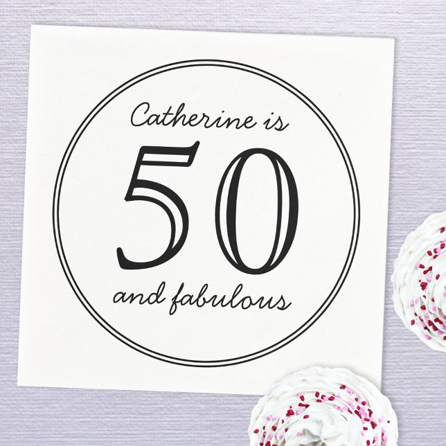 Elegant 50 and Fabulous Name Birthday Party Napkin (Personalized 50 and fabulous fiftieth birthday party paper napkins)