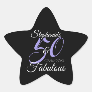 Elegant 50 and Fabulous Personalised Birthday Clas Star Sticker