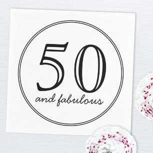 Elegant 50 and Fabulous Typography Birthday Party  Napkin