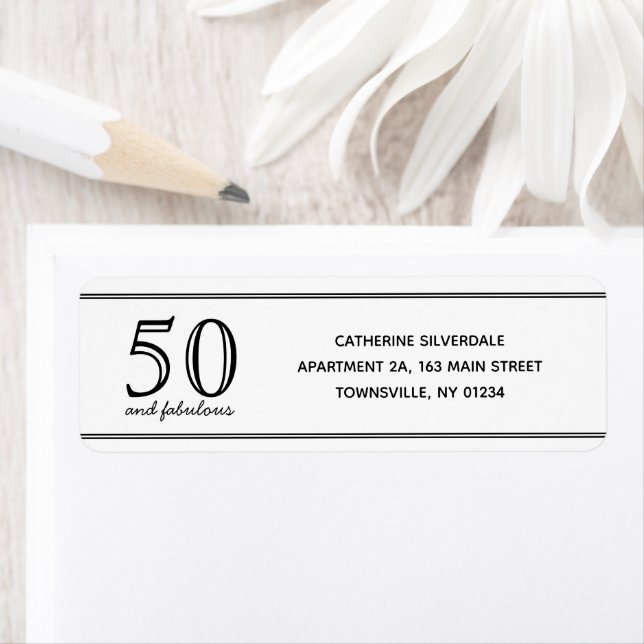Elegant 50 and Fabulous Typography Return Address (Insitu)