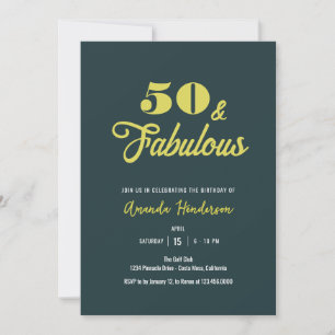 Elegant 50 and Fabulous Womens Birthday Invitation