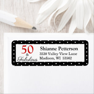 Elegant 50 & Fabulous 50th Birthday BLK WH Address