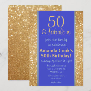 Elegant 50 & Fabulous 50th Birthday Invitation