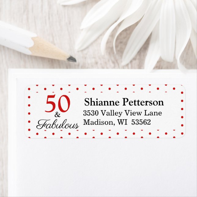Elegant 50 & Fabulous 50th Birthday WH Red Address (Insitu)