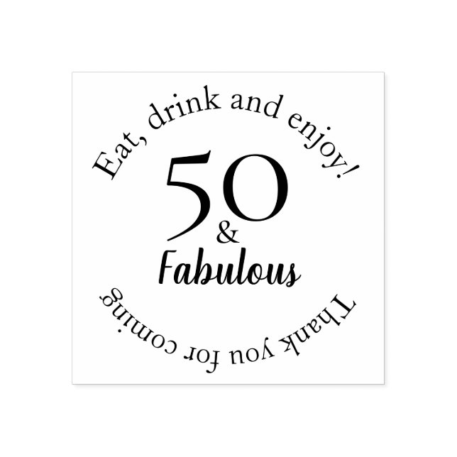 Elegant 50 & Fabulous Black 50th Birthday Rubber Stamp (Imprint)
