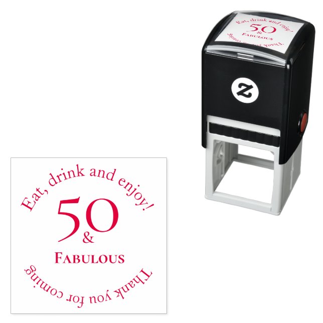 Elegant 50 & Fabulous Circular Celebration Design Self-inking Stamp (In Situ)