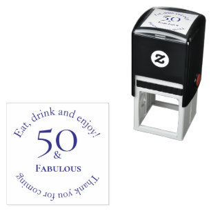 Elegant 50 & Fabulous Circular Violet Event Design Self-inking Stamp