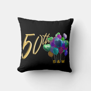 Elegant 50 Years Gold Glitter Anniversary Cushion