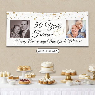 Elegant 50 YEARS INTO FOREVER Photos Anniversary Banner