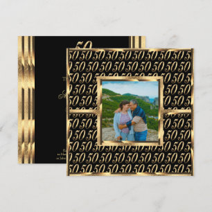Elegant 50th Anniversary Invitation Black and Gold