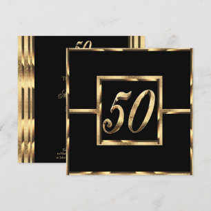 Elegant 50th Anniversary Invitation Black and Gold