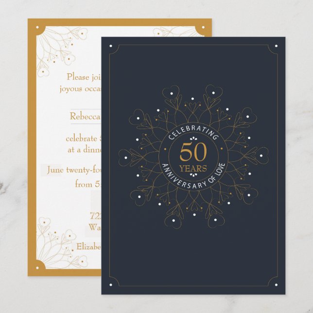 Elegant 50th Anniversary Invite (Front/Back)