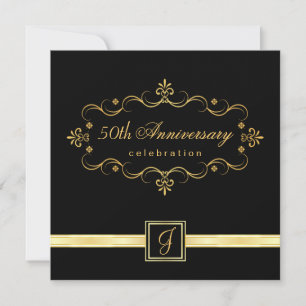 Elegant 50th Anniversary - Monogram Invitations