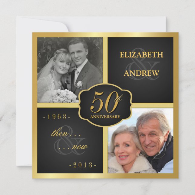 Elegant 50th Anniversary Party Vow Renewal Invitation (Front)