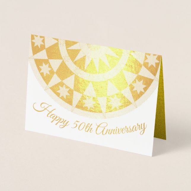 Elegant 50th Anniversary Star Design Foil Card (Front)