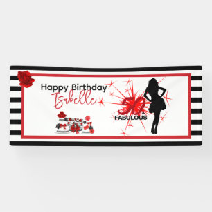 Elegant 50th Birthday 50 & FABULOUS Stripes Party Banner