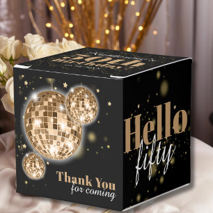 Elegant 50th Birthday Black Faux Gold Thank You  Favour Box