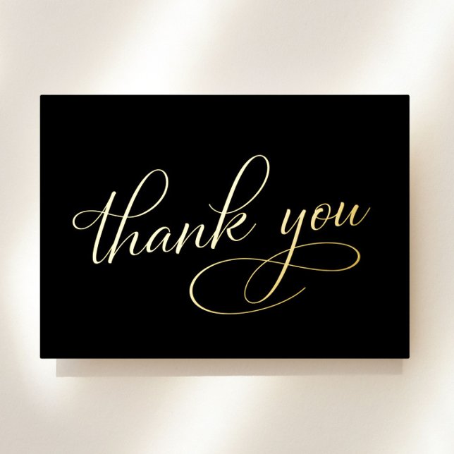 Elegant 50th Birthday Black Foil Thank You Card (Creator Uploaded)