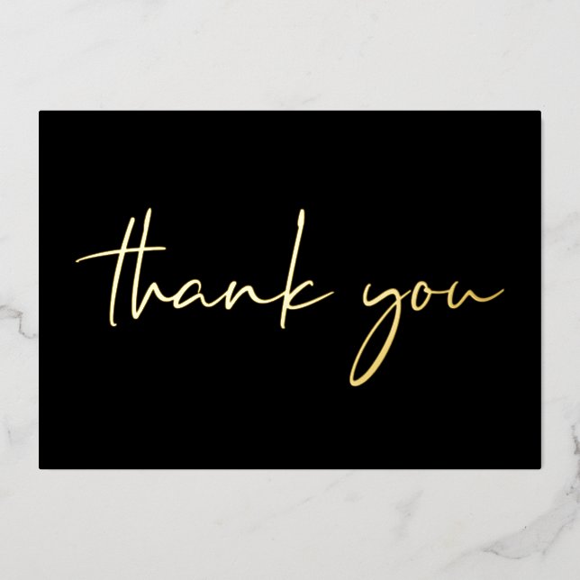 Elegant 50th Birthday Black Foil Thank You Card (Front)