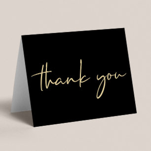 Elegant 50th Birthday Black Gold Thank You Card