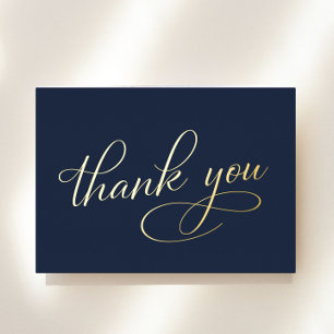 Elegant 50th Birthday Blue Foil Thank You Card