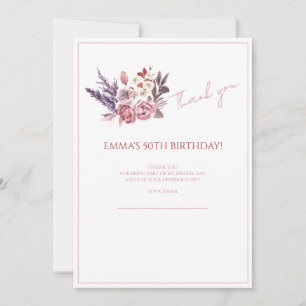 "Elegant 50th Birthday Celebration  Thank You Card