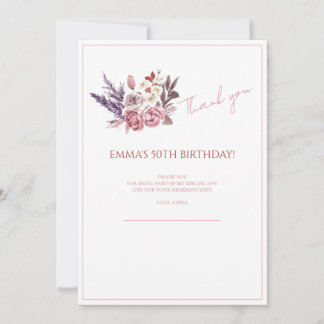 "Elegant 50th Birthday Celebration Thank You Card