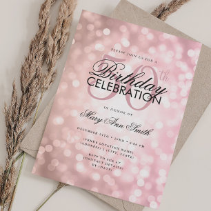 Elegant 50th Birthday Glam Rose Gold Shimmer Light Invitation