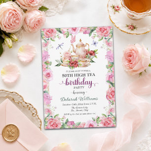 Elegant 50th Birthday High Tea Party Invitation