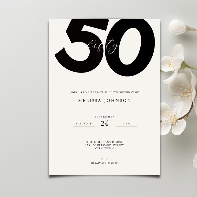 Elegant 50th Birthday Invitation - Minimal Style (Creator Uploaded)