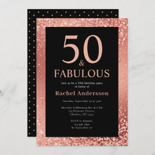 Elegant 50th Birthday Metalic Rose Gold Party Invitation