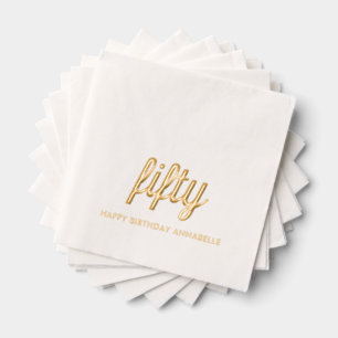 Elegant 50th Birthday Modern Gold Foil Napkins