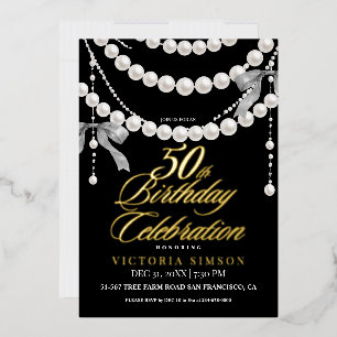Elegant 50th Birthday Party Black & White Gold