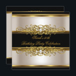 Elegant 50th Birthday Party Cream Gold Black Invitation<br><div class="desc">Elegant 50th Birthday Party Rich Cream White Gold Black Jewel Ornate Jewel. Elegant Classy All Occasion  Party birthday invites Template</div>