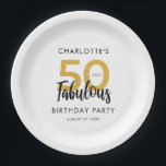 Elegant 50th Birthday Party Custom Paper Plate<br><div class="desc">Enjoy your special 50th birthday milestone in style with this elegant typography,  50 and fabulous birthday party custom paper plates. Personalise it by adding a name,  and date to make it unique for your special birthday bash.</div>