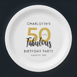 Elegant 50th Birthday Party Custom Paper Plate<br><div class="desc">Enjoy your special 50th birthday milestone in style with this elegant typography,  50 and fabulous birthday party custom paper plates. Personalise it by adding a name,  and date to make it unique for your special birthday bash.</div>