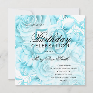 Elegant 50th Birthday Party Floral Teal White