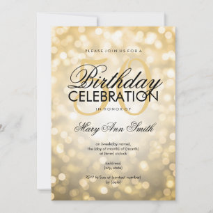 Elegant 50th Birthday Party Gold Glitter Lights Invitation
