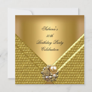 Elegant 50th Birthday Party Gold Jewel Invitation