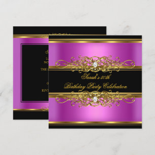 Elegant 50th Birthday Party Gold Pink Black Invitation
