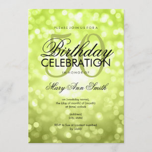 Elegant 50th Birthday Party Green Glitter Lights Invitation
