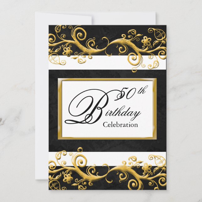 Elegant 50th Birthday Party Invitation (Front)