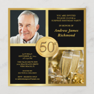 Elegant 50th Birthday Party Invitations with Photo