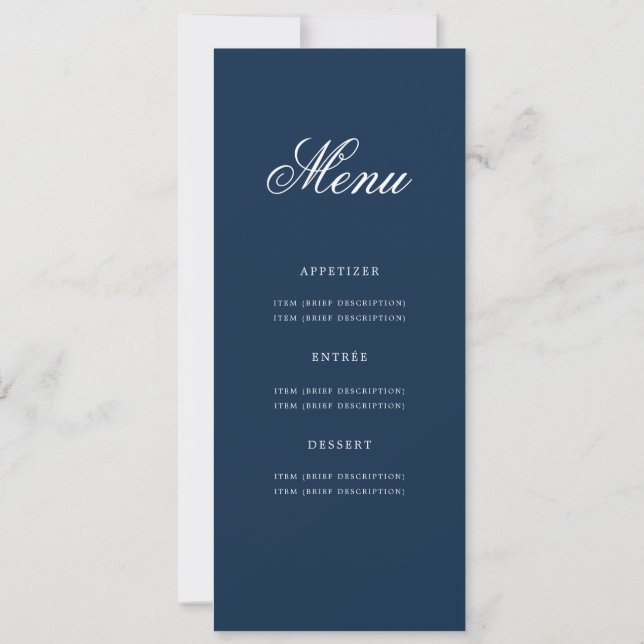 Elegant 50th Birthday Party Menu Gold Navy Blue  Invitation (Back)