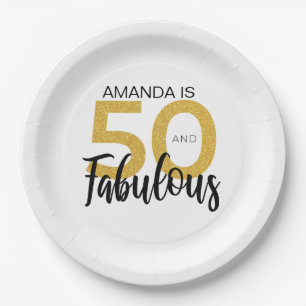Elegant 50th Birthday Party Personalised Paper Plate