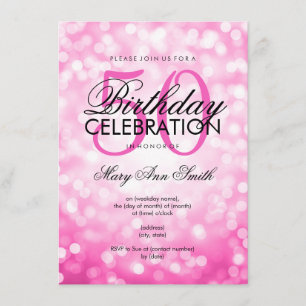 Elegant 50th Birthday Party Pink Glitter Lights Invitation