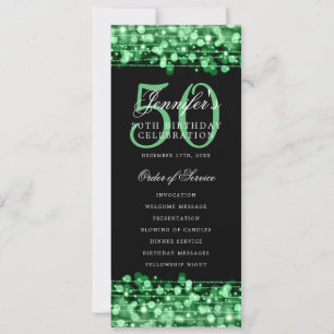 Elegant 50th Birthday Party Program Green  Invitation