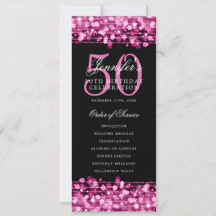 Elegant 50th Birthday Party Program Hot Pink  Invitation