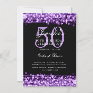 Elegant 50th Birthday Party Program Purple Menu Invitation