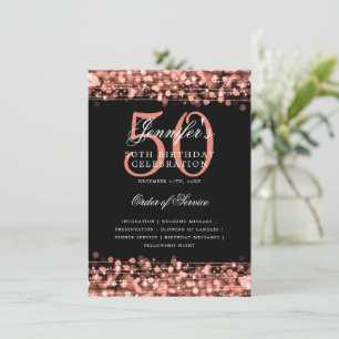 Elegant 50th Birthday Party Program Rose Gold Menu Invitation